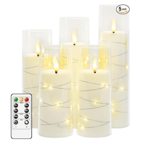 5 Pc, Flickering Flameless LED with Timer Candles for Romantic Ambiance for Outdoor and Home Decoration Table, Area (Lamp Type: LED)
