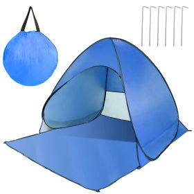 Pop Up Sun Shade Anti-UV Automatic Waterproof Tent Shelter Canopy for 2/3 Man w/ Net Window Storage Bag for Outdoor Beach Camping Fishing (Option: Blue)