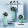 Handheld Portable 4000mAh Rechargeable, 6 Speed Settings, LCD Display, 3-in-1 Foldable Mini Desk Fan with Lanyard