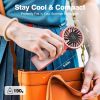 Handheld Portable 4000mAh Rechargeable, 6 Speed Settings, LCD Display, 3-in-1 Foldable Mini Desk Fan with Lanyard