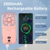 Portable Rechargeable, Mini Handheld, Electric Personal Fan 3000mAh Battery Operated Fan with Lanyard