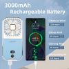 Portable Rechargeable, Mini Handheld, Electric Personal Fan 3000mAh Battery Operated Fan with Lanyard