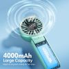 Handheld Portable 4000mAh Rechargeable, 6 Speed Settings, LCD Display, 3-in-1 Foldable Mini Desk Fan with Lanyard