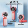 Handheld Portable 4000mAh Rechargeable, 6 Speed Settings, LCD Display, 3-in-1 Foldable Mini Desk Fan with Lanyard