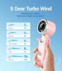 5 Gear Wind Portable Handheld Turbo Fan, Battery Operated, Up to 12 Working Hours