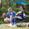 Foldable with Detachable Umbrella Armrest Adjustable Canopy Stool with Cup Holder Carry Bag for Camping Poolside Beach Travel  Lawn Chair