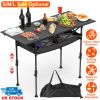 Portable With Adjustable Height Hanging Net Rustproof Carbon Steel Foldable Roll-Up Table for Camping Hiking Beach